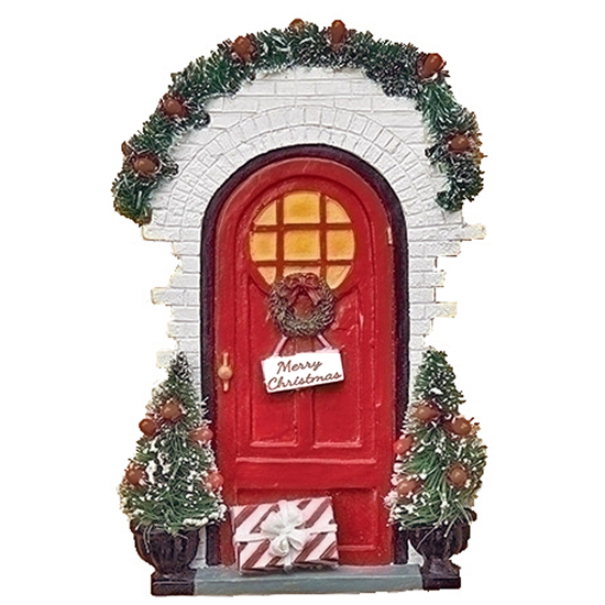 Red Door With "Merry Christmas" 4.5" hanging Ornament