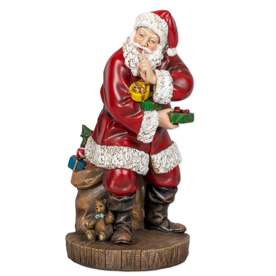 Whispering Santa Claus 10 inch Resin Stone Christmas Figurine Decoration