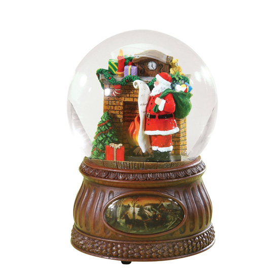 Glitterdome 120mm Musical Glitter Dome, Features Santa Claus with Bag