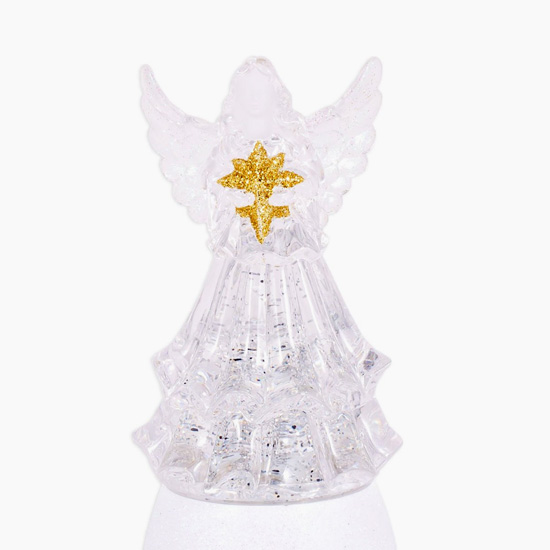 Angel With Gold Glitter Star Swirl Dome Battery Operated by Roman