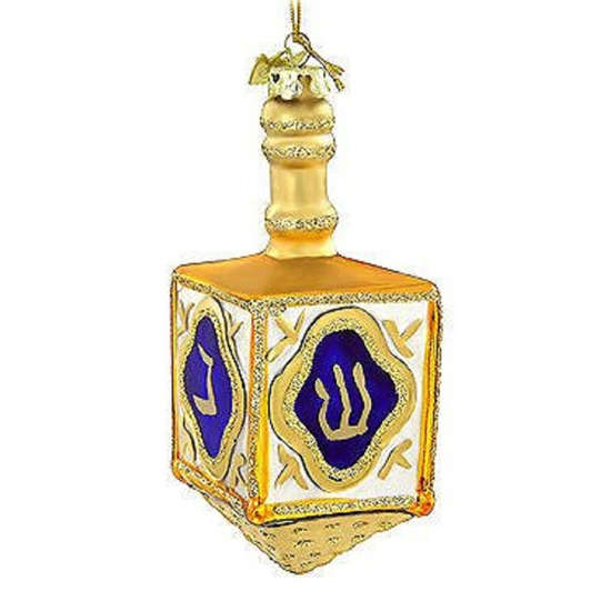 Kurt Adler 4 Inch Noble Gems Glass Jewish Dreidel Ornament