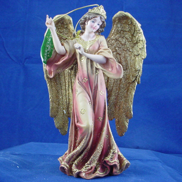 Tuscan Fresco Style Angel with Gold Wings Down Ornament