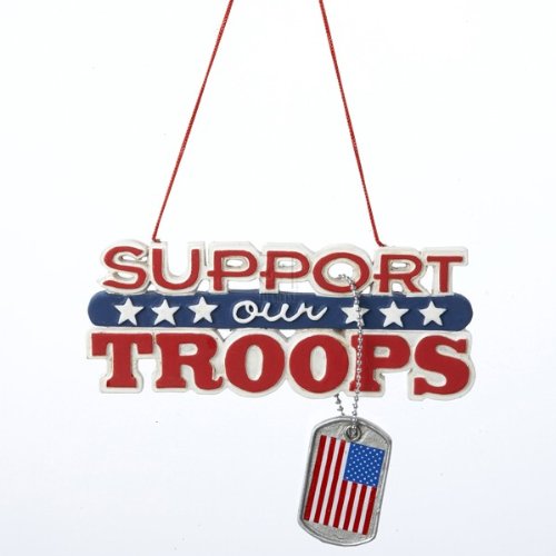 SUPPORT OUR TROOPS, Resin Painted Wording Hanging Ornament