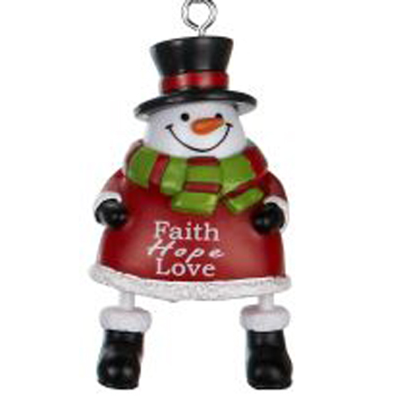Ganz, Faith, Hope, Love, Jingles Snowman Ornament