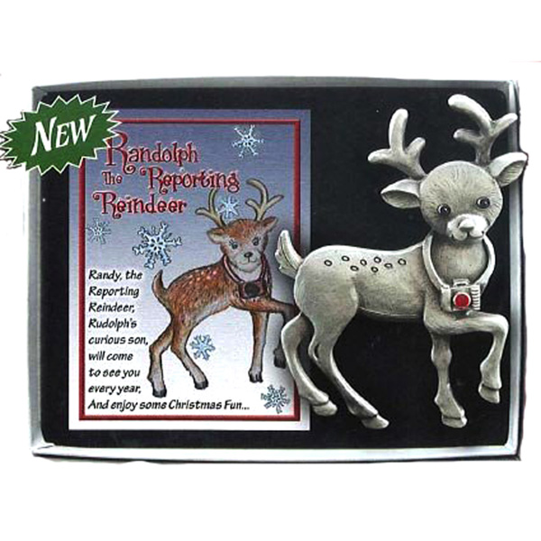 Randolph the Reporting Reindeer on an Easel 3.125 inch Tall